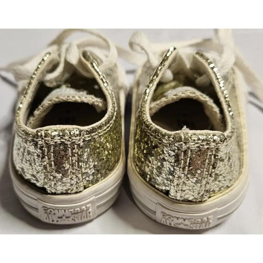 Converse Chuck Taylor All Star Infant Size 3 Gold Glitter Low Top Sneakers